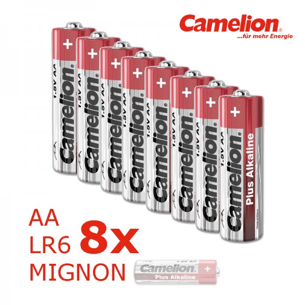 Batterie Mignon AA LR6 1,5V PLUS Alkaline - Leistung auf Dauer - 8 Stück