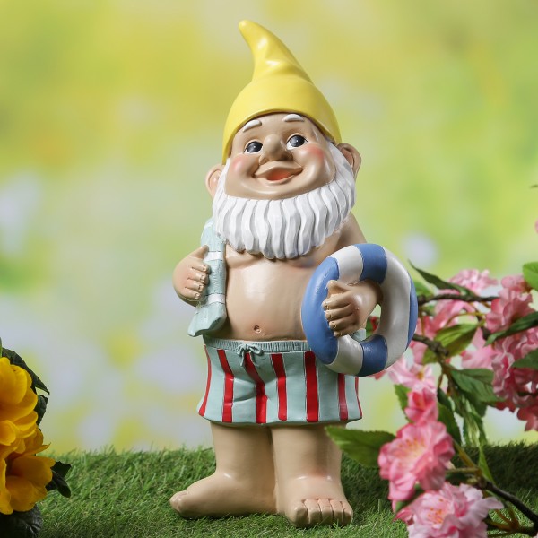 Gartenzwerg BERT - Zwerg im Badeanzug - Gartenfigur - Polyresin - H: 30cm - bunt