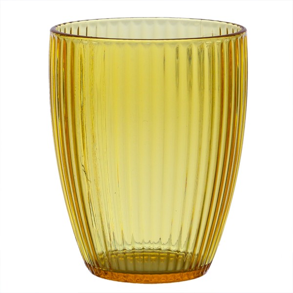 Trinkglas - Becher - Kunststoff - 430ml - mit Rillen - gelb